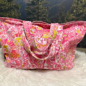 Lilly Pulitzer Pink and Yellow Patterned Tote